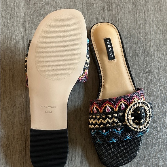 Nine West Black and Colorful Woven Sandals (NWOT) - Picture 6 of 10